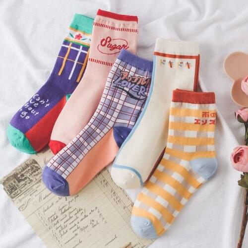 Novelty Socks Cute Art Casual Harajuku Cotton Korean Women Socks Japanese Unisex Cotton Girls Funny Happy Socks Couple Fashion