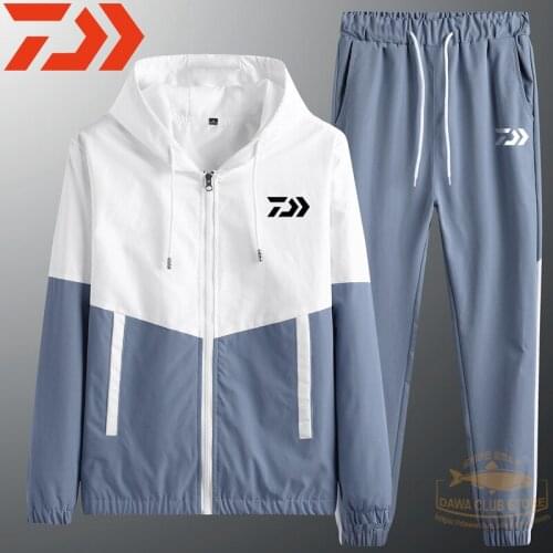2021 New Autumn Fishing Clothes Outdoor DAIWA Hiking Fishing Hoodie Two Piece Set Spring Dawa Fishing Jacket Men Fishing Pants