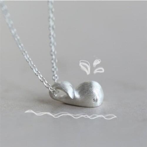 New Original Cute Fresh Whale Life Whale Decoration 925 Sterling Silver Jewelry Hand-drawing Animal Pendant Necklaces H507