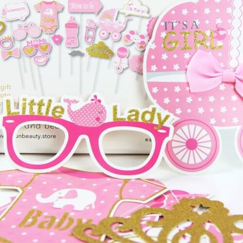 20pcs/Set Baby Girl (Boy) Shower Photobooth Props Its a girl Party Props Pink Baby Shower Party Props Blue Baby Boy Photo Props