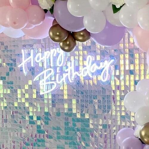 Happy Birthday Led Neon Sign Home Real Glass Aesthetic Gift Idea Acrylic Light Up Room Wall Decor Bar Party Window Advertise Big