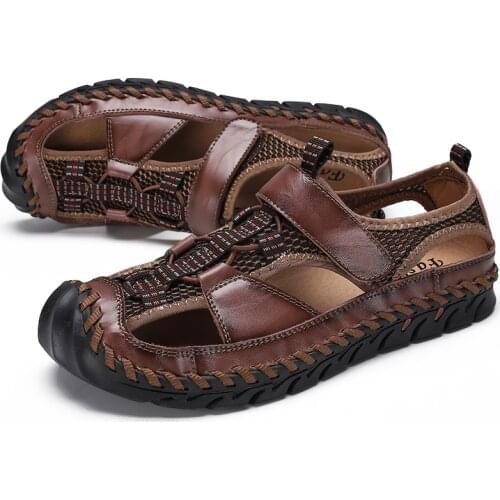 Sandals Men Summer Shoes Fashion Outdoor Roman Sandals Leather Beach Sandalias Sneakers Quality Big Size Slippers Zapatos Hombre