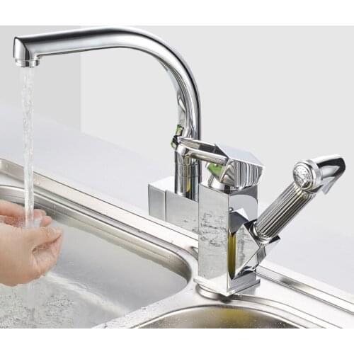 Torneira Cozinha All Copper Bathroom Vanities Faucet Single Hole Hot And Cold Drawing Room Kitchen Multifunction Dual Rotation