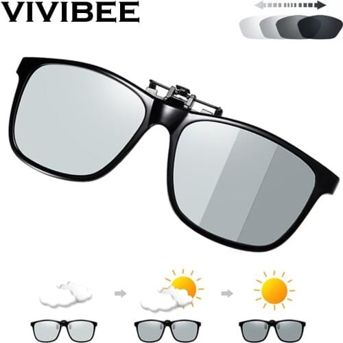 Fishing Polarized Pilot Flip Up Clip on Sunglasses Men Photochromic Polarized Women Sun Glasses Color Change Night Vision Lens