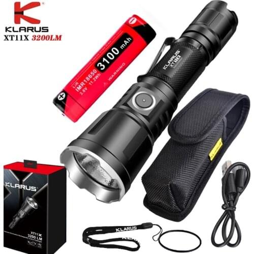 KLARUS XT11X Tactical Flashlight CREE XHP70.2 P2 LED Max 3200LM Torch With IMR18650 3100mAh battery for Self-defense Exploration