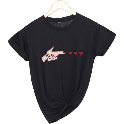 Love Heart printed Womens O-Neck Fashion Plus Size Thin T-Shirt Girls Personality Casual Tops Kids Summer Oversize Loose Tees