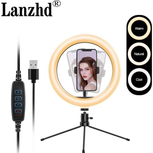 10 Inch LED Ring Tricolor Fill Light For Selfie Makeup Photography Video Live Lamp Recording Video Lights