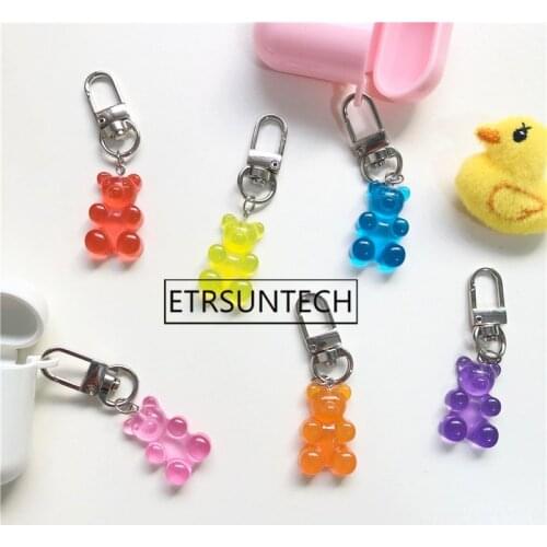 100pcs Candy Color Gummy Bear Keychain For Women Cute Resin Bear Charms Keyring Fashion Jewelry Gifts for Girl