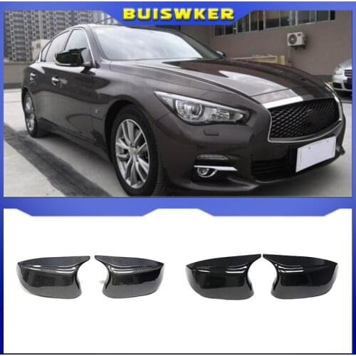Car Side 2pcs Glossy Painted Bright Black for Infiniti Q50 Q60 Q70 SQ50 XQ30 2014-2020 Rearview Mirror Cover Caps