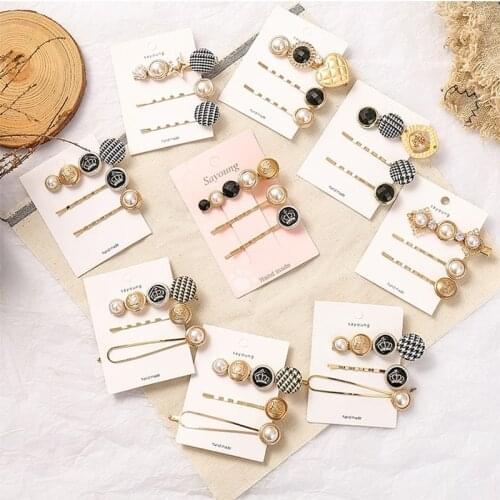 3Pcs/Set Pearl Hair Clips Gird Women Barrettes Set Korean Bobby Pins Hairgrip 2020 Headwear For Girls Accessories Dropship New