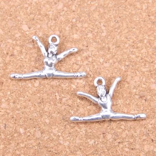 80pcs Charms gymnastics gymnast sporter 22x16mm Antique Pendants,Vintage Tibetan Silver Jewelry,DIY for bracelet necklace