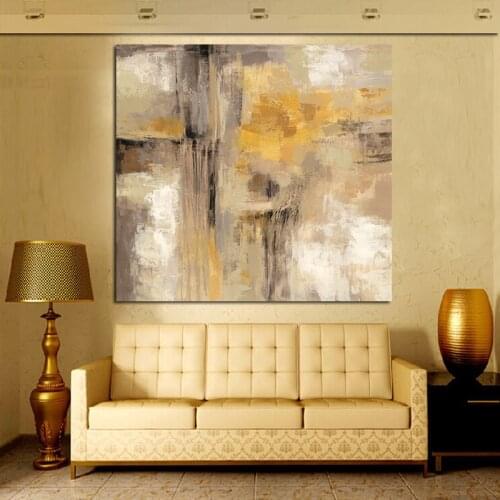 HD Print Yellow Gray Abstract Oil painting on Canvas Scandinavian Art Poster Wall Picture for Living Room Sofa Home Decoration