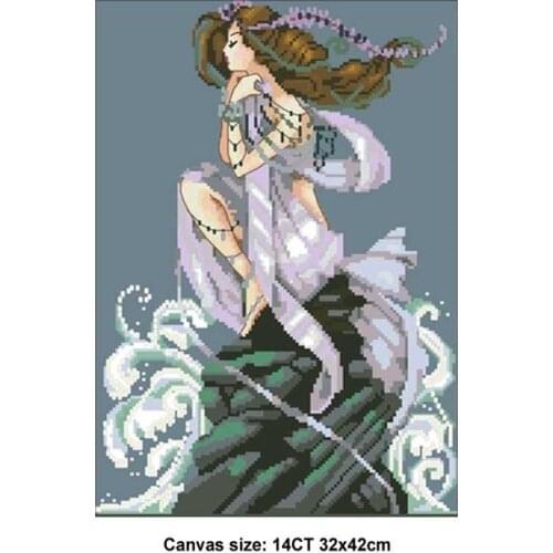 Angel beauty patterns 11 Counted Cross Stitch 11CT 14CT 18CT sky blue Chinese Cross Stitch Kits Embroidery Needlework Sets