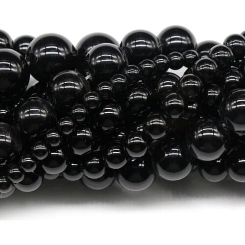 Jewelry Accessories Stone Spacer Beads 6/8/10mm Natural Black Agates Beads Loose Finding Beads DIY Making for Bracelets Necklace