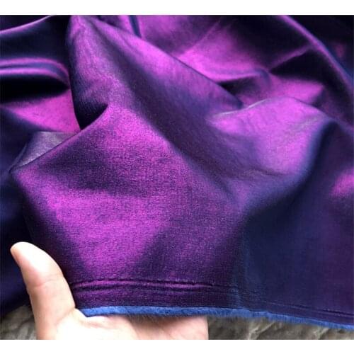 C1035 High Quality Summer/Autumn Luster Glossy Purple Blue Linen and Metallic Glaze Silk Pajamas Career Dress Fabric DIY Sewing
