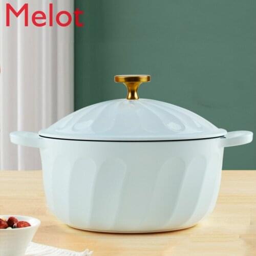 Cast Iron Enamel Pot Stockpot Casserole Cast Iron Pot Thickened Household Enamel Pan Electromagnetic Furnace 25cm