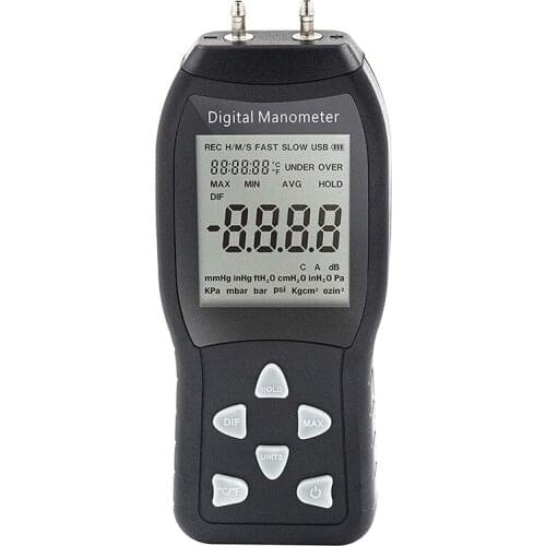 Digital Air Pressure Meter & Manometer to Measure Gauge and Differential Pressure +/-13.79KPa / +/-2 Psi / +/-55.4 H2O