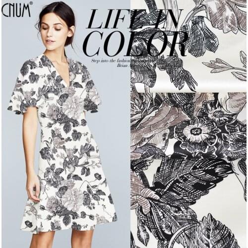 CNUM SP663 Pure Silk/Peony, Sketch/Silk Fabric Silk 93% Silk 7% Spandex Elastic/Width 1.29yd Thickness 19mm