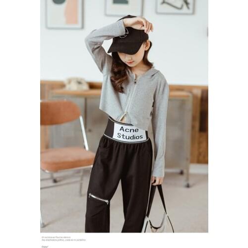 Kids Girls Fashion High Waist Black Pants 8 10 12 years 2021 New Spring Autumn Teen Girls Clothes