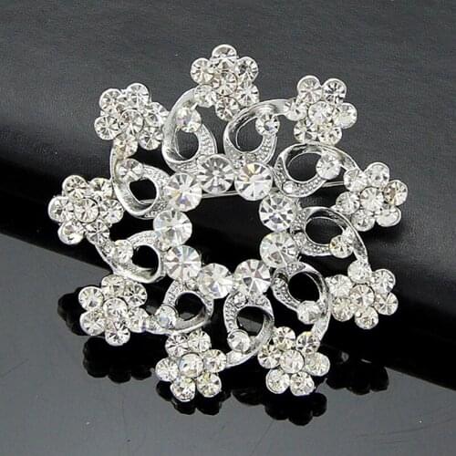 DHL Fedex Free Shipping Wholesale Cheap Brooch Elegant Crystal Snowflake Bridal Brooch