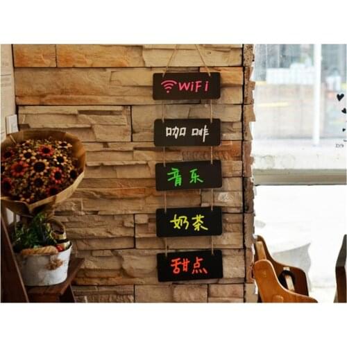 Blackboard Wooden Crafts Black Creative Rope Charm Welcome Door Plate Home Decoration Message Board Party Guide