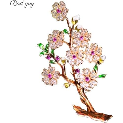 Enamel Zircon Brooches for Womens Tree Brooches Pins Fashion Pins Accessories for Clothes Decoration Brooch Medical Cute Pins