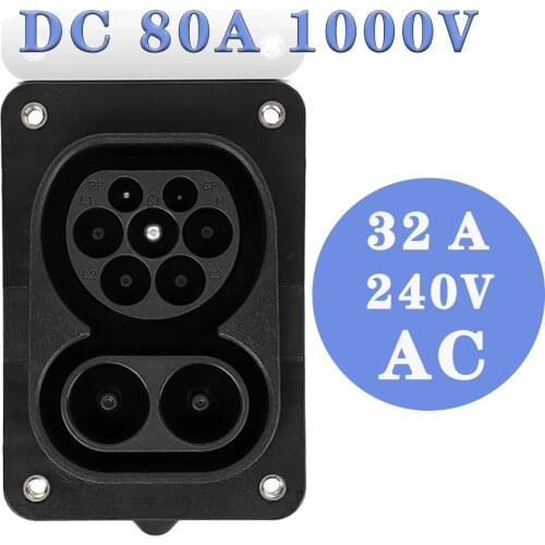 EVSE Combo 2 CCS Type 2 Socket IEC 62196-3 Electric Car Vehicle Charging DC 80A 1000V AC 32A 240V Male Charging Sockets Car Side