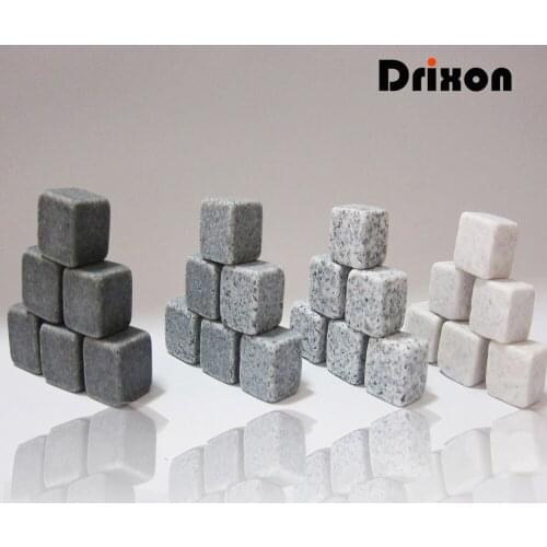 Drixon Whiskey Stones Whisky Rocks 9pc set Bag 1350pcs 150sets/lot Whisky Stone Whiskey Rock Ice Stone Cube Wine Stone Wholesale