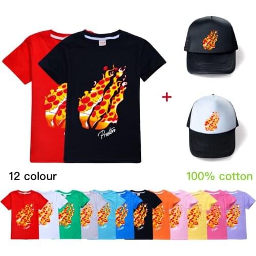 Prestonplayz cool shirts clothes kids cotton baby girls boys outfits kids cartoon T-shirt boy thanksgiving t shirt Clothing hat