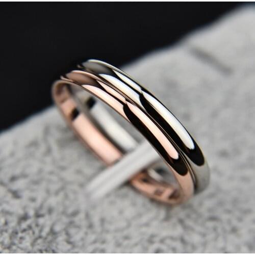 Fashion Titanium Steel Rose Gold Anti-allergy Smooth Simple Wedding Couples Rings Bijouterie for Man or Woman Gift