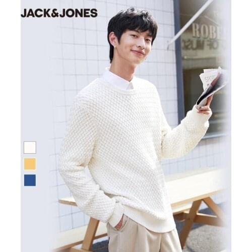 JackJones Mens Pure Color Vintage Regular fit Thickened Warm Woolen&Cashmere Knit Sweater|220325001