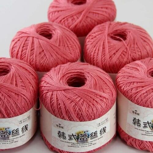 New Soft 6ballsx50g Hand Cotton Lace Wool Yarn Crochet Shawl Scarf Knitting 16104 Coral Pink
