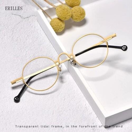 Small Retro Round Frame Women Hi-Q Pure Titanium Myopia Eyeglasses Male Anti Blue Light Fashion Desgin Ultra-light Man Eyewear