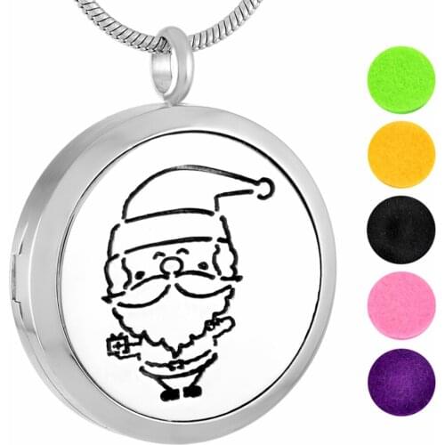 MJP0017 Essential Oil Diffuser Necklace Jewelry with Free Refill Pads, Christmas Style Santa Claus Perfume Locket Pendant