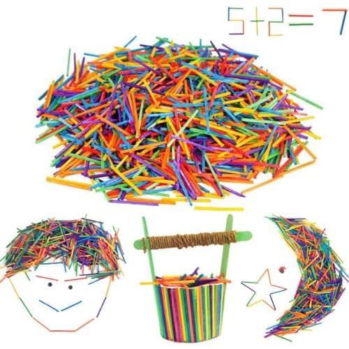 1000Pcs color match sticks kindergarten childrens handmade materials creative wooden DIY crafts early education puzzle
