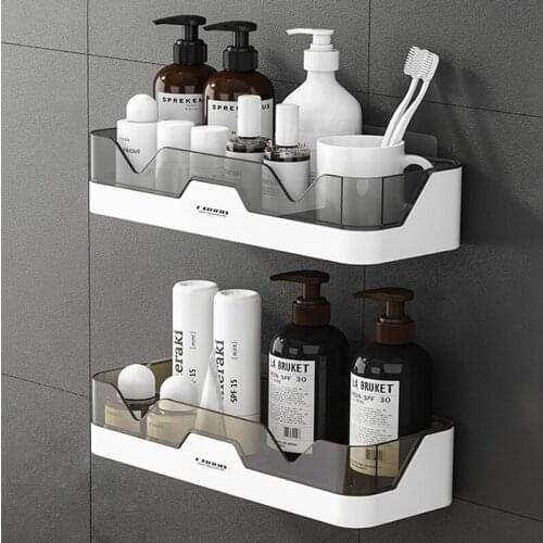 GURET Bathroom Shelf Waterproof Wall-mounted Plastic Storage Shelf Fashion Simple Shower Organizer Rack Bathroom Accessories