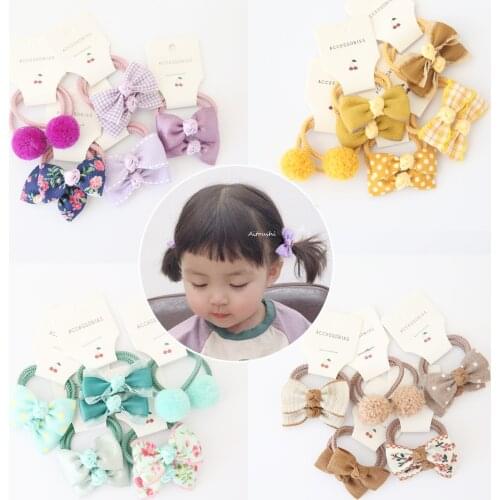 10 Pcs Elastic Hair Bands for Girls Bow Knot Rubber Band Sweet Hair Ties Korean Style Decoration Kids Hair Accessories