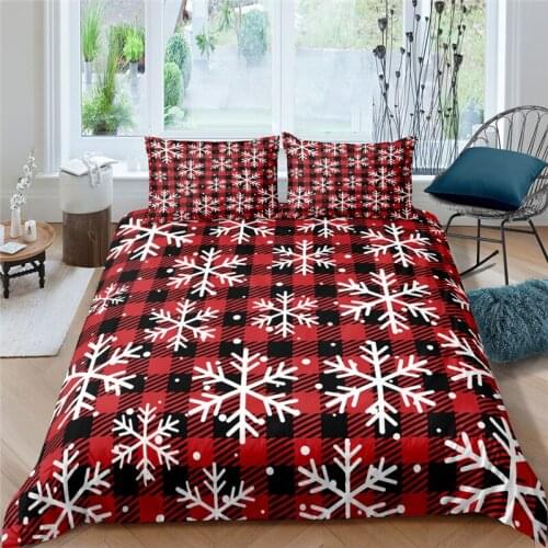 Luxury 3D Christmas Snowflake Printed 2/3Pcs Bedding Set Comfortable Duvet Cover Pillowcase Home Textile Queen and King Size