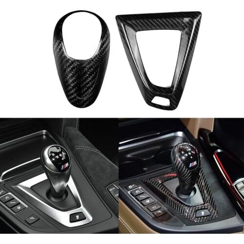 Real Carbon Fiber Gear Shift Knob Gear Trim Cover for BMW M2 F87 M3 F80 M4 F82 F83 M5 F10 F85 X5M F86 X6M F12 F13 Sticker
