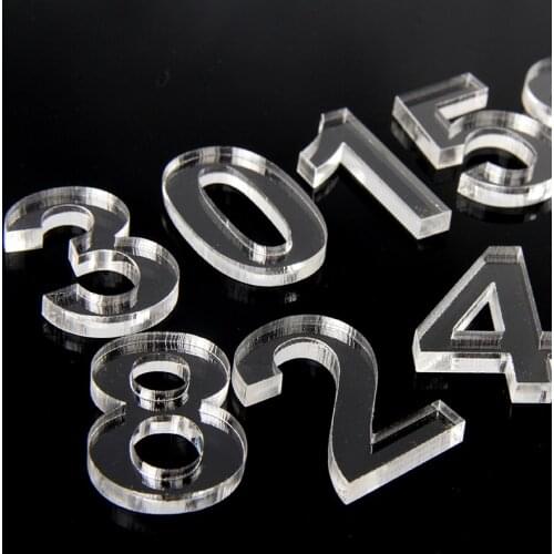 Transparent numbers plexiglass acrylic number 1234567890 DIY house number license plate seat number customized color size