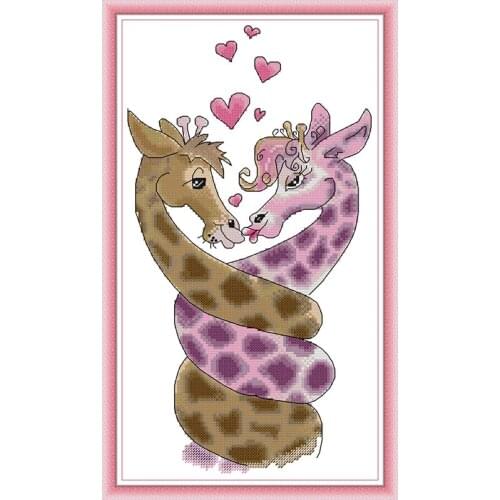 Everlasting Love Giraffe is So Entangled Chinese Cross Stitch Kits Ecological Cotton Clear 14CT DIY Gift Christmas Decorations