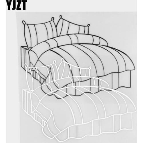 YJZT 14.5×10.5CM Fun Bed Creative Design Vinyl Decal Personalized Decorative Car Sticker Black/Silver 20D-0378