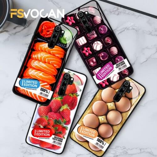 Funny Food Phone Case For Xiaomi Redmi Note 10 9 8 Pro Max 8T 10S 9S 8A 9A Salmon Egg Chocolate Strawberry Cover For POCO X3 NFC