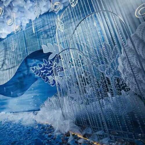 Iron Wedding Props High Mountains And Flowing Water Iron Art Rainbow Road Bead Curtain Arched Door Wedding Stage Decorations