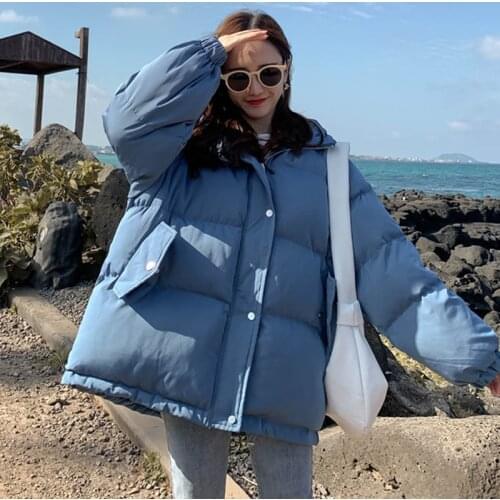 Harajuku short thick padded coat cotton-padded jacket women loose down student bread winter jacket y2k tops clothes cardigan