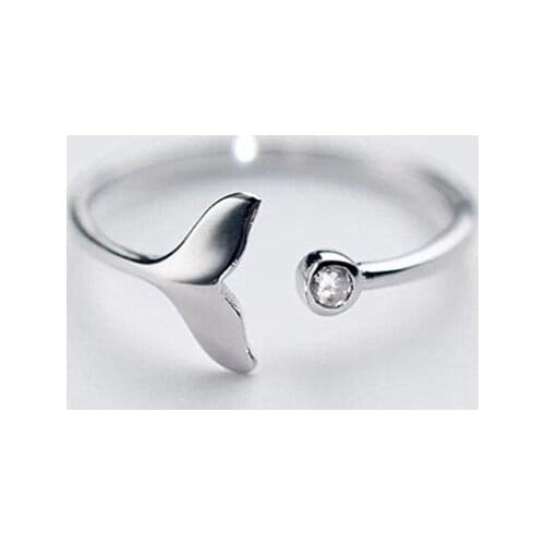 1pc Fashion Cute Mermaid Tail Open Adjustable Jewelry Wedding Ring Girl Accessories Female Ring