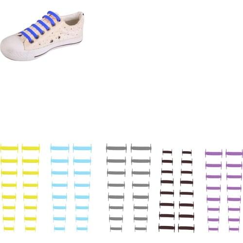 1 Set Kids Adult Easy No Tie Elastic Silicone Flat Shoelaces