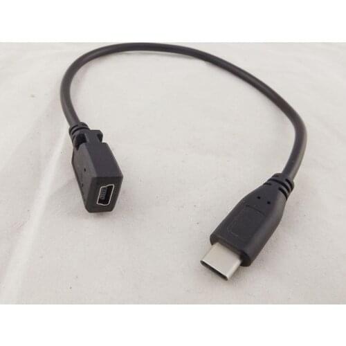 1pc USB 3.1 Type C Male Plug to Mini USB Female Adapter Data Charger Sync Cable 27cm