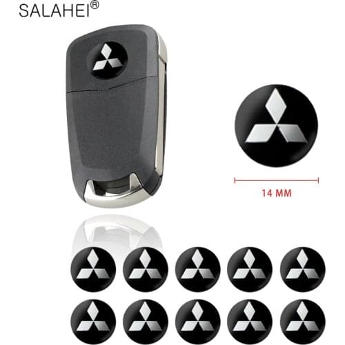 10pcs Car Intelligent Key Emblem Sticker 14mm For Mitsubishi Ralliart Lancer 9 10 Asx Outlander 3 Pajero Sport L200 Badge Galant