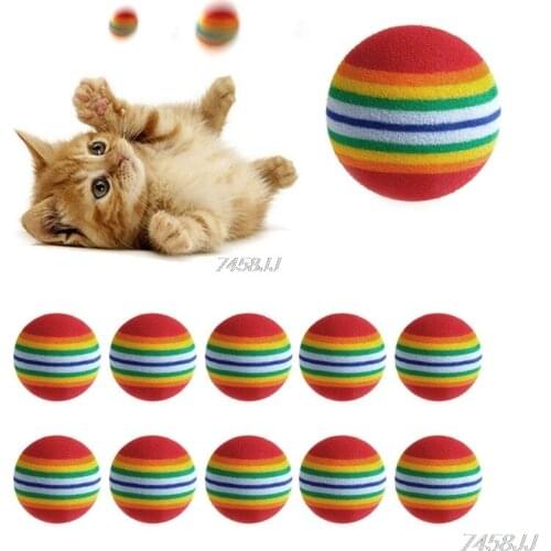 10Pcs Colorful Cat Toy Ball Interactive Cat Toys Play Chewing Rattle Scratch Natural Foam Ball Training Pet Supplies Z03